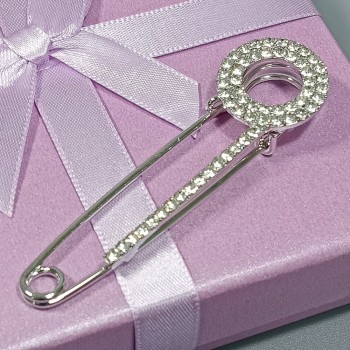  Брошь-булавка арт. 27152 (металл, стразы), 1.7х7см