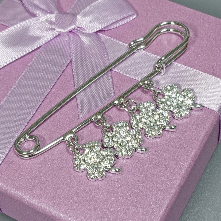  Брошь-булавка с подвесками арт. 27181 (металл, стразы), 3.5х7см