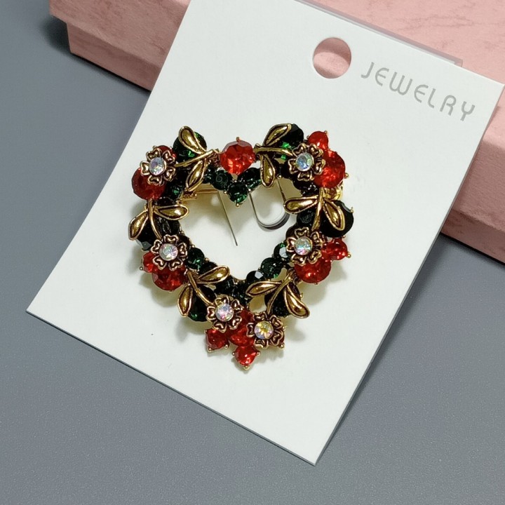  Брошь арт. 27319-2 (металл, стразы), 4см