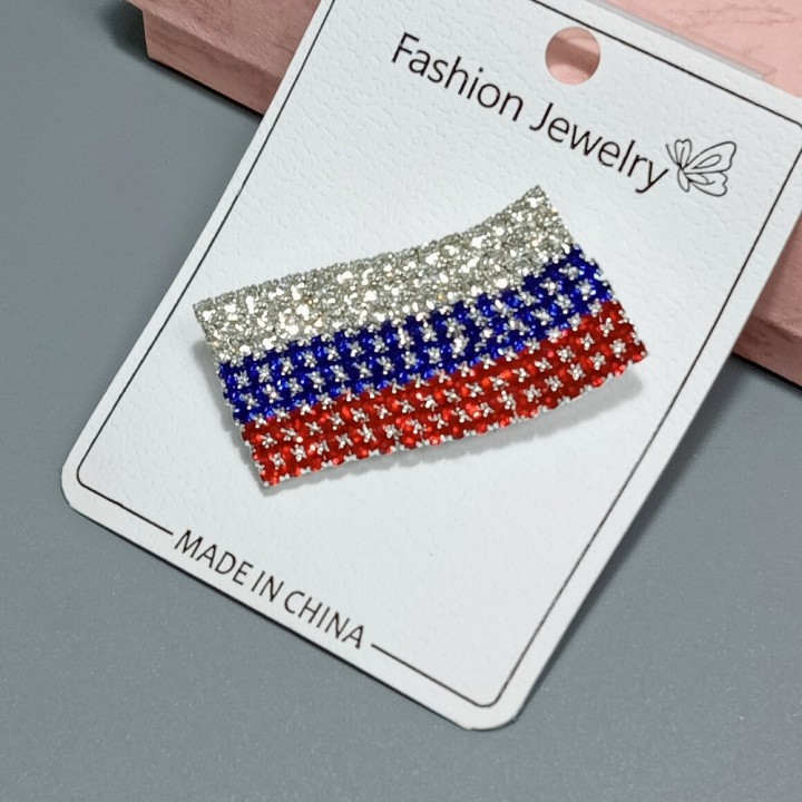  Брошь арт. 27142 (металл, стразы), 4.3х2.2см