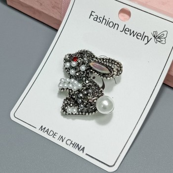  Брошь арт. 27251 (металл, стразы, иск. жемчуг), 3см