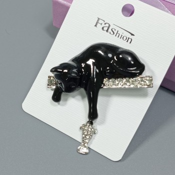  Брошь арт. 27135 (металл, стразы, эмаль), 5х4.8см