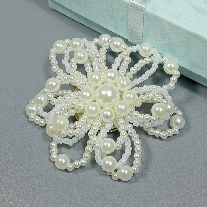  Брошь арт. 2741 (металл, иск. жемчуг), 6см