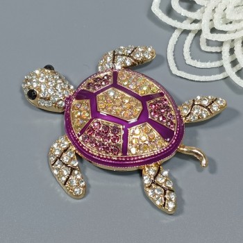  Брошь арт. 2781-1 (металл, стразы, эмаль), 5.5х6.3см