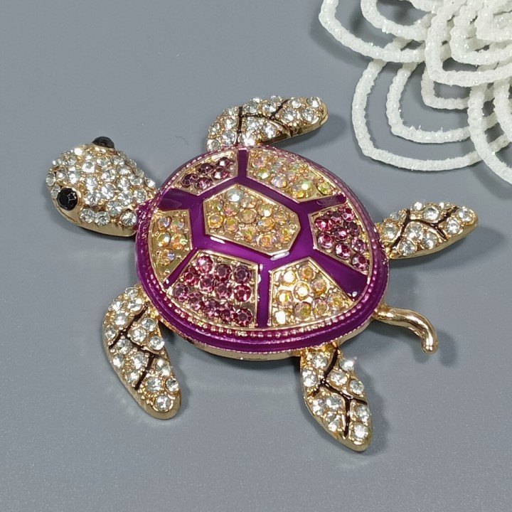  Брошь арт. 2781-1 (металл, стразы, эмаль), 5.5х6.3см