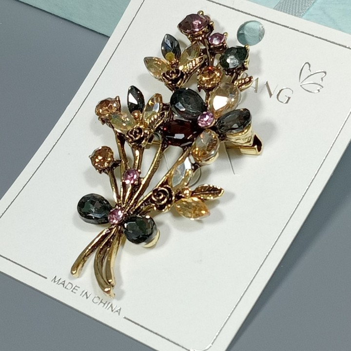  Брошь арт. 27216 (металл, стразы), 3.6х6.7см