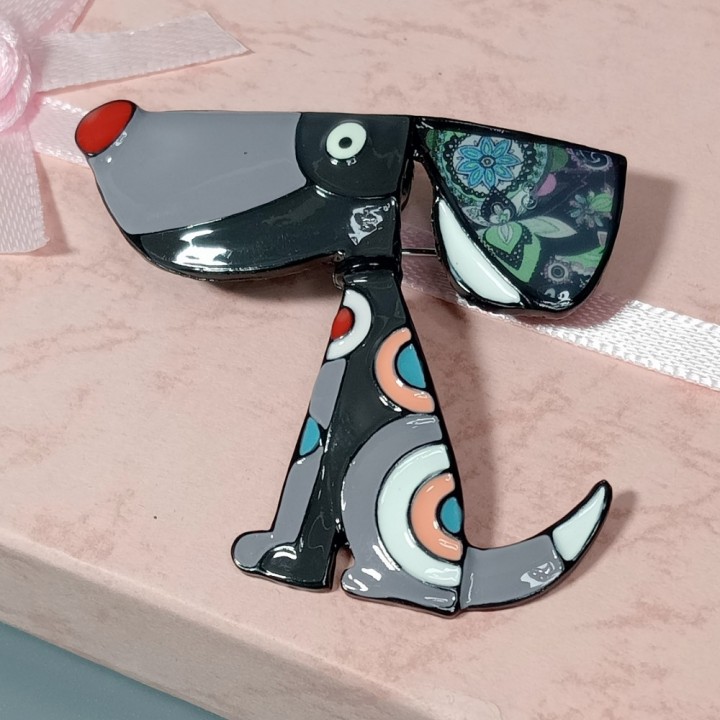  Брошь арт. 27243-1 (металл, эмаль), 5.7х5см