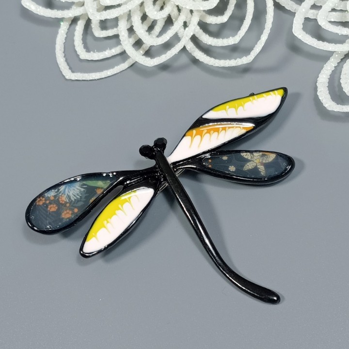  Брошь арт. 27246-3 (металл, эмаль), 7х4.7см