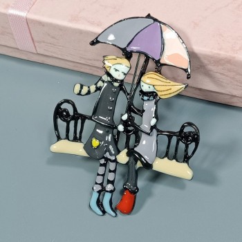  Брошь арт. 27280-2 (металл, эмаль), 4.7х6.4см