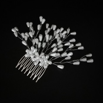  Гребень металлический с жемчужными бусинами, арт. 6131