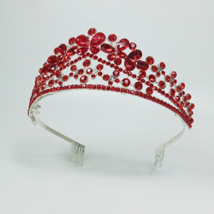 Диадема на ободке с гребенками, красная, арт. 2620-1