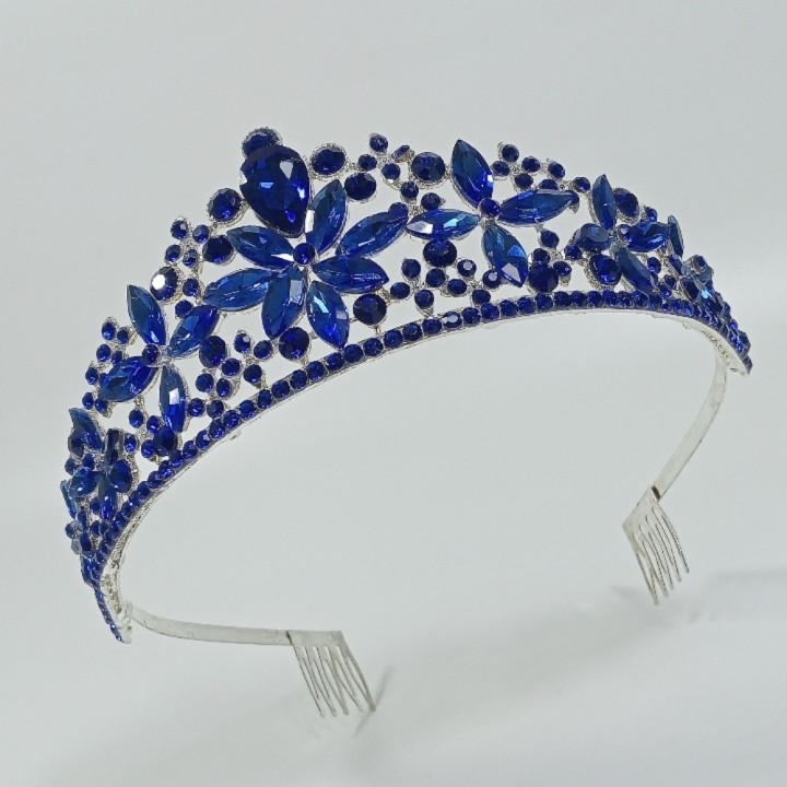 Диадема на ободке с гребенками, синяя, арт. 2620-5