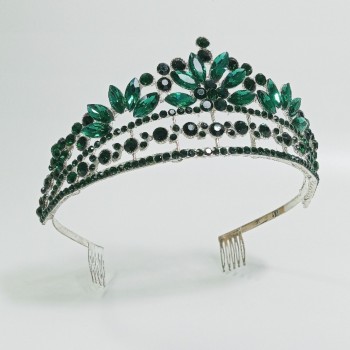 Диадема на ободке с гребенками, зеленая, арт. 2620-3