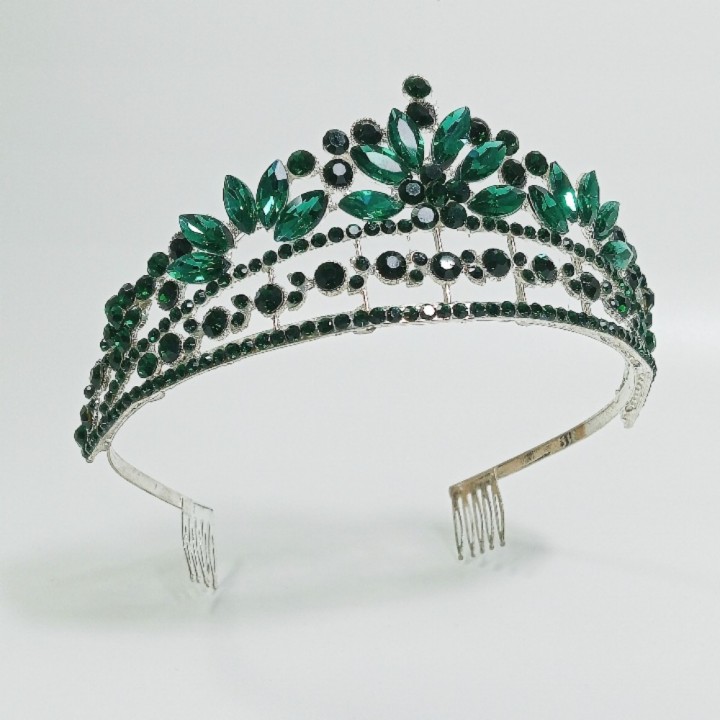 Диадема на ободке с гребенками, зеленая, арт. 2620-3