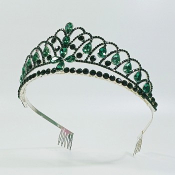 Диадема на ободке с гребенками, зеленая, арт. 2620-7