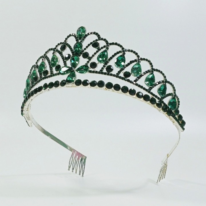 Диадема на ободке с гребенками, зеленая, арт. 2620-7