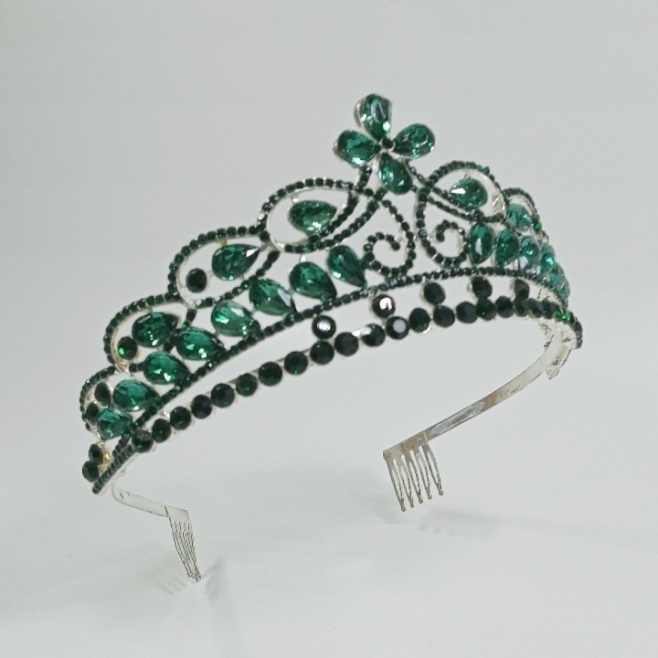 Диадема на ободке с гребенками, зеленая, арт. 2620-6