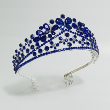 Диадема на ободке с гребенками, синяя, арт. 2620-8