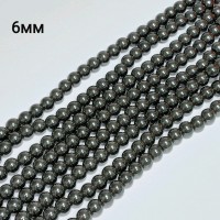 Бусины из гематита, диаметр 6мм, 73шт в нити, арт. 6937