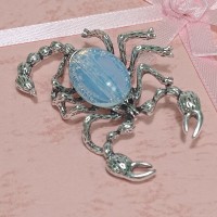 Брошь арт. 2795-7 (металл, имитация лунного камня), 3.5х5см