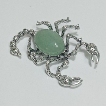  Брошь арт. 2795-6 (металл, нефрит), 3.5х5см