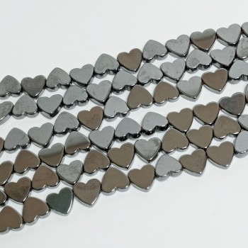 Бусины из гематита, сердечки, размер 2.5х8мм, 50шт. в нити