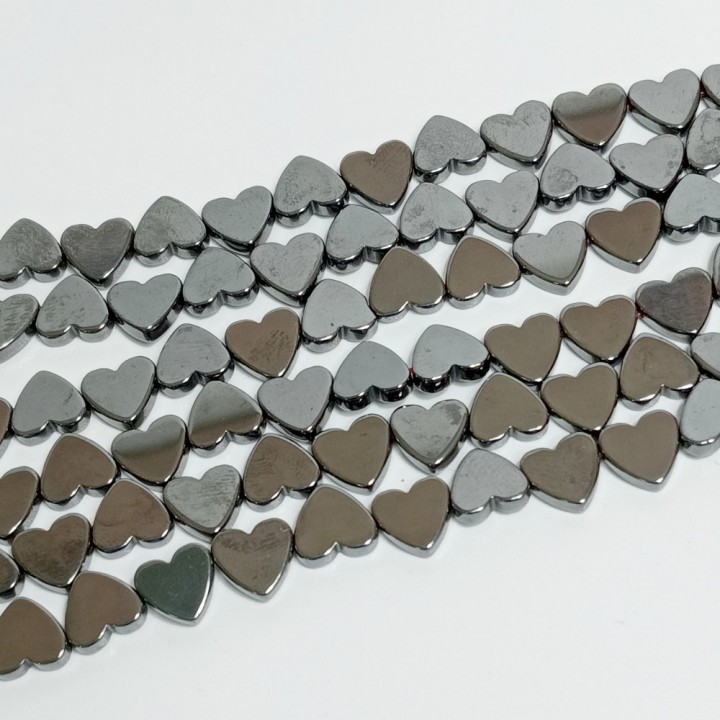 Бусины из гематита, сердечки, размер 2.5х8мм, 50шт. в нити