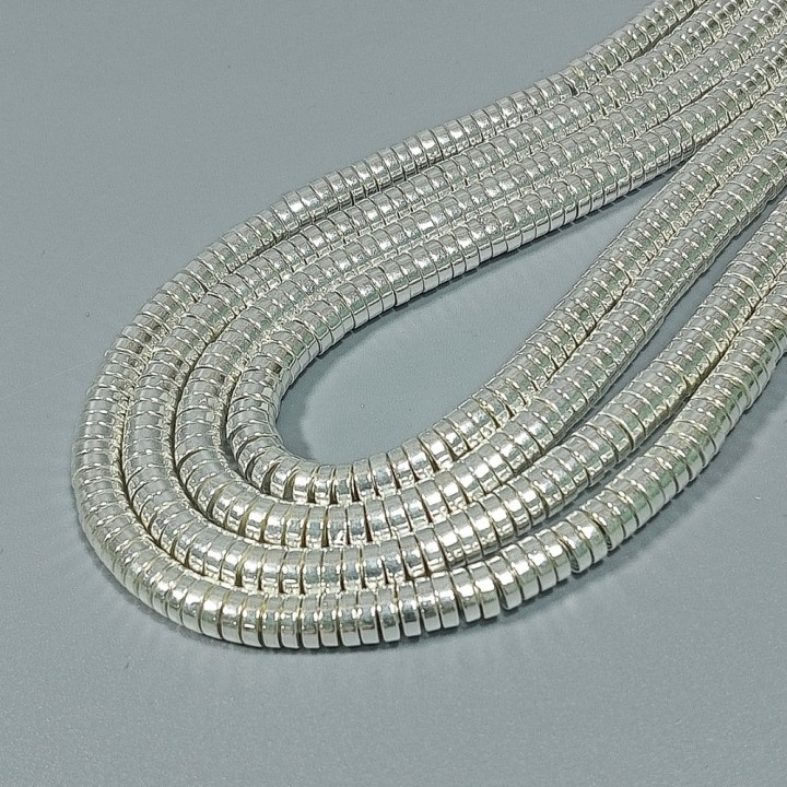 Бусины из гематита с серебристым покрытием "шайба", размер 2х6мм, 186шт. в нити