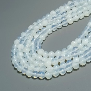 Бусины из лунного камня (искусственный камень), диаметр 6-6.5мм, 59шт в нити.