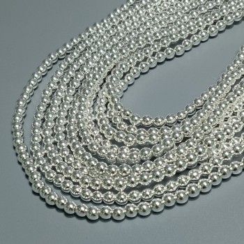 Бусины из гематита с серебристым покрытием, диаметр 4мм, 100шт. в нити