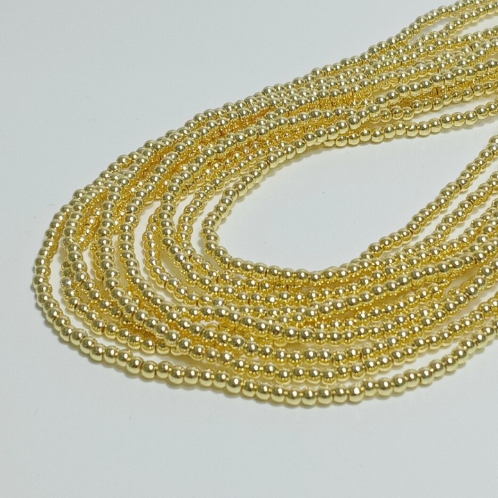 Бусины из гематита с золотистым покрытием, диаметр 2.5мм, 185шт. в нити