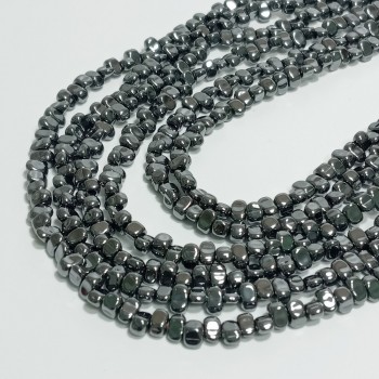 Бусины из гематита? галтовка, размер 4х6мм, 114шт. в нити