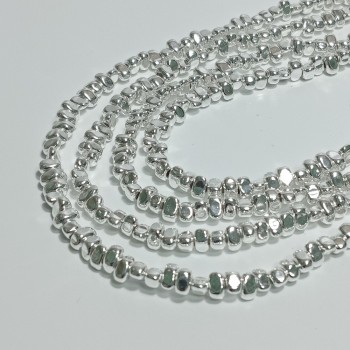 Бусины из гематита с серебристым покрытием 4х6мм, 117шт. в нити