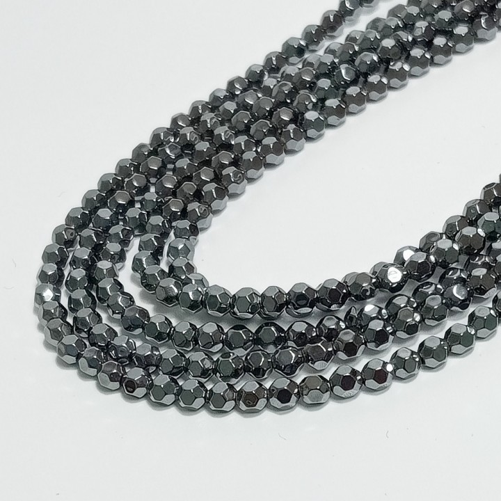Бусины из гематита, граненые, размер 3.7мм, 102-104шт. в нити