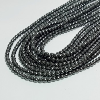 Бусины из гематита, диаметр 3.8-4мм, 105шт. в нити