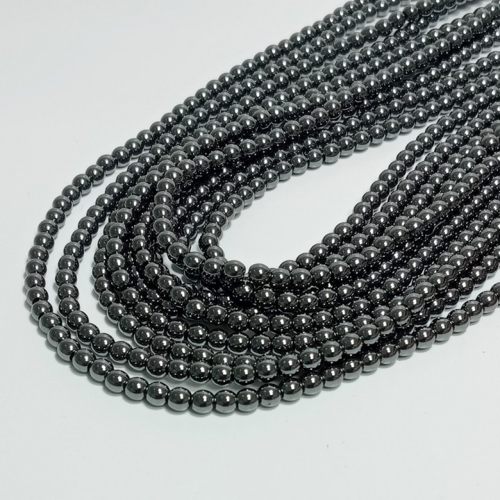 Бусины из гематита, диаметр 3.8-4мм, 105шт. в нити