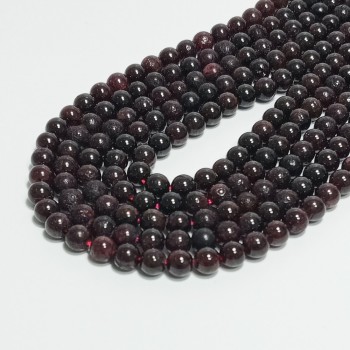 Бусины из граната гладкие, диаметр 6мм, 66шт в нити. 