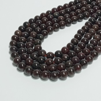 Бусины из граната гладкие, диаметр 7.5мм, 55шт в нити. 