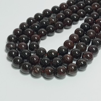 Бусины из граната гладкие, диаметр 9.5-10мм, 39шт в нити. 