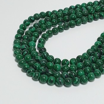Бусины из искусственного малахита, диаметр 8мм, 47-48шт в нити. 