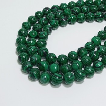Бусины из искусственного малахита, диаметр 10мм, 38шт в нити. 