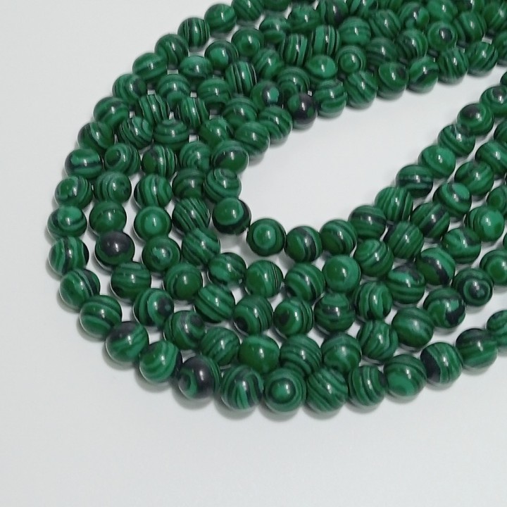 Бусины из искусственного малахита, диаметр 6мм, 65шт в нити. 
