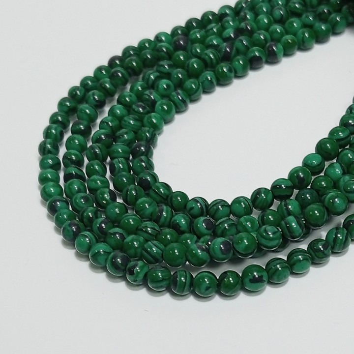 Бусины из искусственного малахита, диаметр 4.5мм, 93шт в нити. 