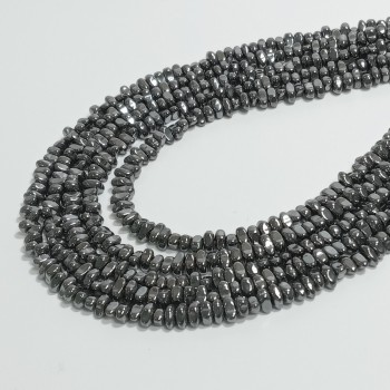 Бусины из гематита галтовка, размер 3х6мм, 145шт. в нити