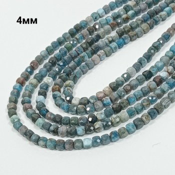  Бусины из апатита "кубик", 4мм, 100шт в нити. 