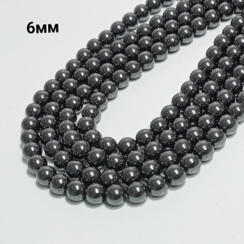 Бусины из гематита, диаметр 6мм, 65шт в нити, арт. 6937
