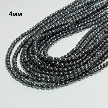 Бусины из гематита, диаметр 3.8-4мм, 105шт. в нити