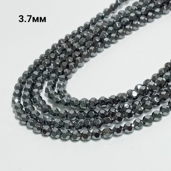 Бусины из гематита, граненые, размер 3.7мм, 102-104шт. в нити