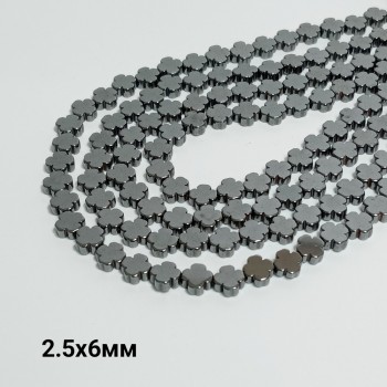 Бусины из гематита, размер 2.5х6мм, 66шт. в нити