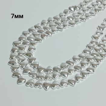 Бусины из гематита с серебристым покрытием, размер 7мм, 68шт. в нити